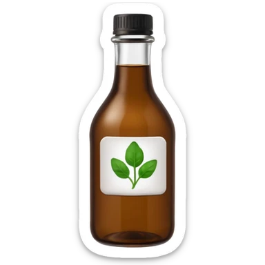 brown glass bottle of supplements with white label, black thin title K2 and small spinach emoji sticker