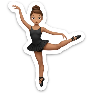 menina cabelos castanhos em coque vestida de roupas de jazz e sapatilhas pretas sticker