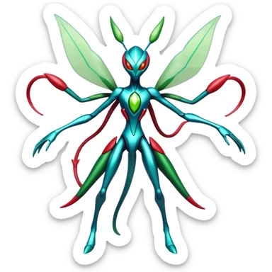  Cool Edgy Shiny Futuristic Ethereal Legendary Scizor-Deoxys-Digimon-Flygon-hybrid full body sticker