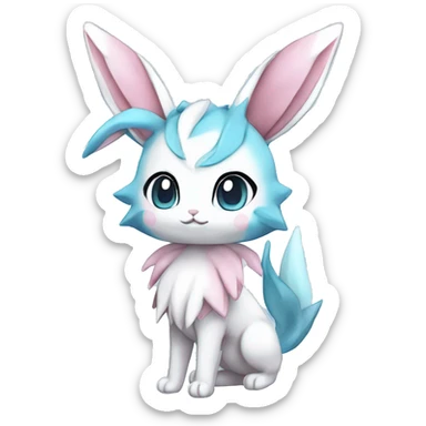 Kawaii Chibi Sylveon-Bunny-Glaceon-Vaporeon-Pokémon full body sticker