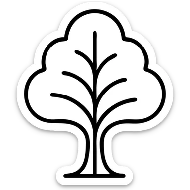 Elegant tree silhouette with flowing lines, corporate environmental responsibility symbol, refined and professional sticker