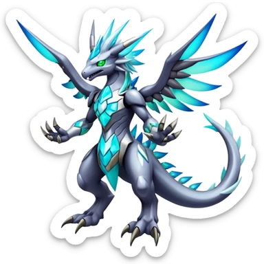 cool edgy badass shiny colorful ethereal legendary godly Archeus-Kyurem-Digimon-Fakemon-animal-hybrid full body sticker