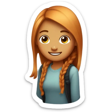 girl with gradient hair dark to ginger color, smiling but thinks it’s cringe and a tear fall down and shows a thumb up. emotion is awkward sticker