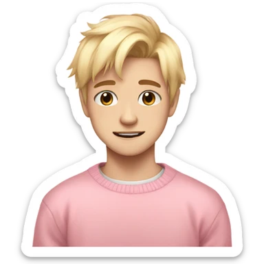 Cute Anime blonde hair Boy, pink pastel sweater  sticker