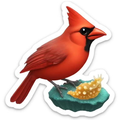 Cardinal eating sea slug sticker