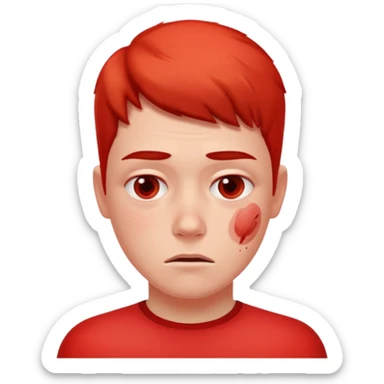 une personne allergique avec des boutons et tout rouge sticker