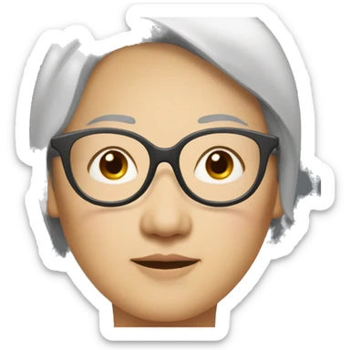 middle aged asian women with  almond shaped eyes and glasses   sticker
