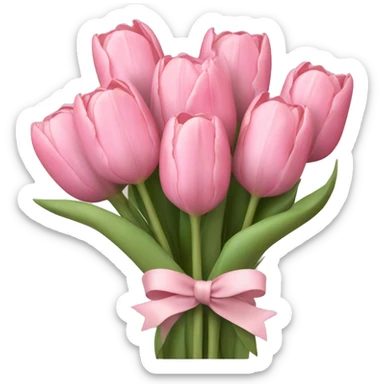 Pastel pink tulip bouquet with bow sticker