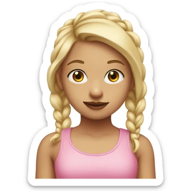 Girl with blonde pigtails,pink tank top, eyes hazel sticker