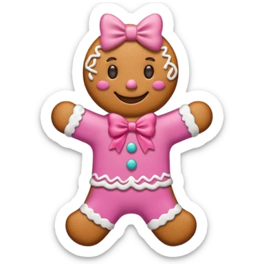 Make a gingerbread wear a pink bow sticker