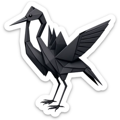 goth black origami crane sticker