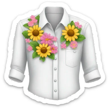 White shirt with flowers sticker