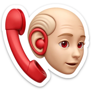 3D iPhone style emoji of a human ear with a “no sound” or “muted” symbol, realistic ear texture, red crossed line over sound waves, isolated on white background, soft shadows, high detail, playful and cute. sticker