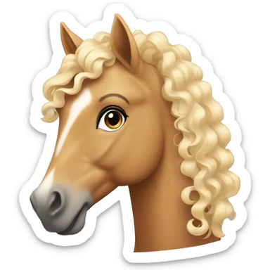 A palomino horse with a tan girl with curly hair  sticker