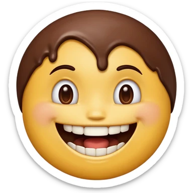 iPhone emoji face smiling with buckteeth that has chocolate on the teeth sticker