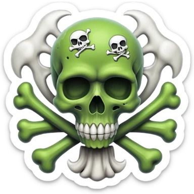 a poisonous cloud of gas, dark swamp color, with an image of a skull and two crossed bones behind the skull sticker