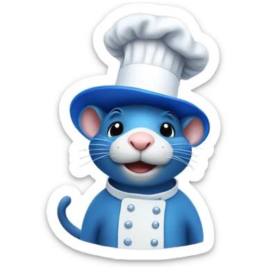 Blue rat in chefs hat sticker