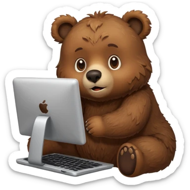 bear emoji playing and chilling pc cozy sticker