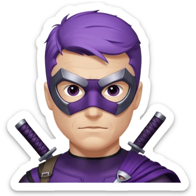 hawkeye marvel superhero with iconic purple mask headshot sticker