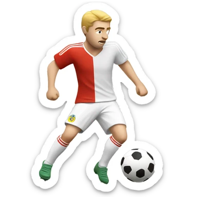 White European football player shooting the ball sticker
