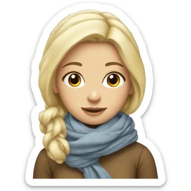 Blonde Girl with scarf; cozy; winter sticker