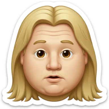 white boy fat with long dirty blond hair with big lips and long nose  sticker