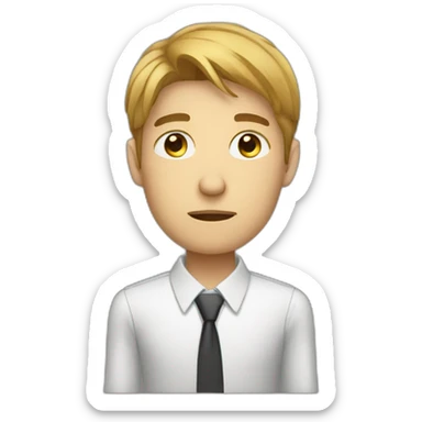 young business man tired sticker