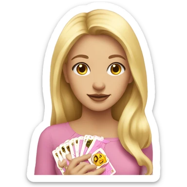 Blonde girl with pink pink tarot gold cards sticker