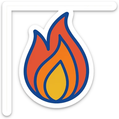 abstract geometric flame with vibrant toon style and blue outline sticker