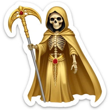 la santa muerte gold with large scythe  sticker
