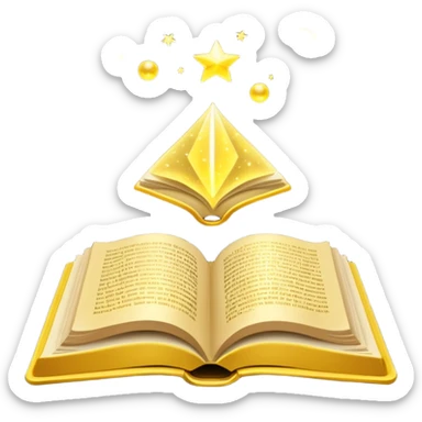 mystic yellow book, glowing, magical, mysterious, floating, sparkles sticker
