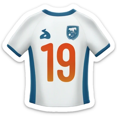 the back of a soccer jersey with the number 19 sticker