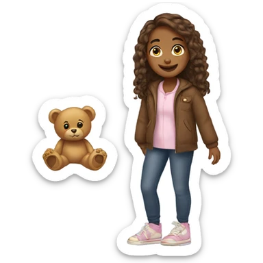 girl with teddy bear soles sticker