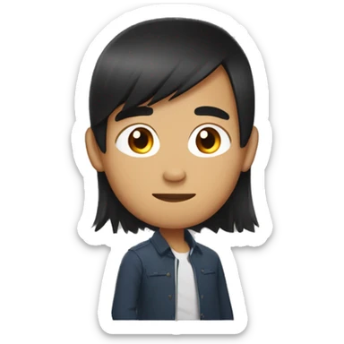 phillipino young man with long long straight black hair sticker