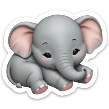 meme-worthy-cute-sleeping-baby-elephant-portrait-emoji,-head-resting-peacefully-with-a-contented-smile,-showcasing-a-delightfully-tiny-build-and-a-luxuriously-soft-gray-hide,-eyes-shut-in-a-serene,-restful-nap,-simplified sticker
