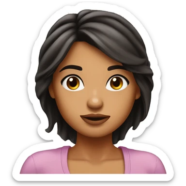 Girl shrugging súper baddie lashes tanned latina dark dark brown hair. sticker