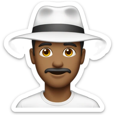 Guy in a hat, false eyelashes and white clothes sticker