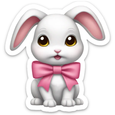 Baby bunny with coquette bow open bbfdswwa324hffhfnbhbr3gthuig sticker