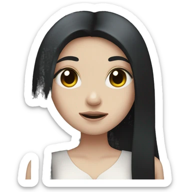 Pale girl with long black hair holding black heart in her hands  sticker