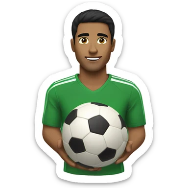 Man with tan skin with black hair and dark brown eyes playing soccer sticker