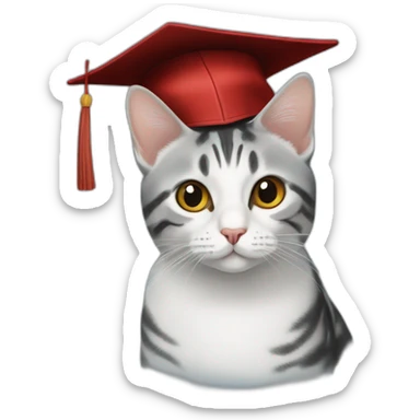 american shorthair cat in Square academic cap sticker