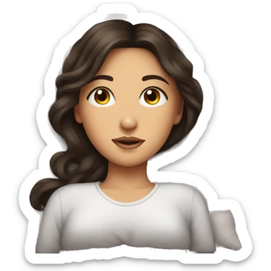 cozy brunette girl laying on pillow eyelashes sticker