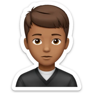 create a fringe haircut boy with a brown hair with hair little up more looking like quiff hairstyle but its going straight not on sid, it need to go on forhead in that direction sticker