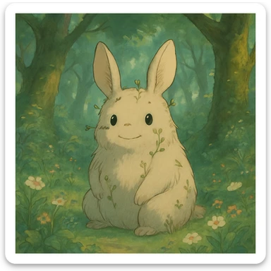 whimsical forest spirit, detailed, soft colors, ghibli style, magical atmosphere sticker