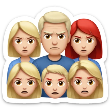 HAZ UNA FAMILIA GRITANDO, MI NOVIA, MI PAPA. MI MAMA Y YO. CARA DE GRITOS FUERTEES. QUE SE NOTE QUE GRITAN MOLESTOS sticker