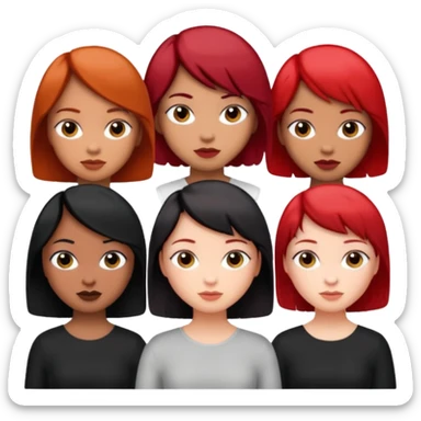 A girl with medium black weave hair another girl with  short red hair and another girl with short black hair sticker