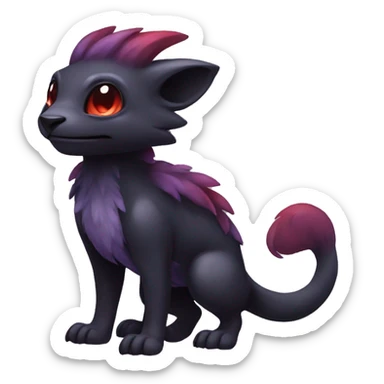 Cute cool dark black red purple animal hybrid Fakemon full body sticker