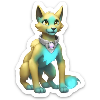 Shiny Anthro Sona Fakemon Nebula with a collar Full Body sticker