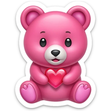 Oso gummy color aguamarina corazón rosa sticker