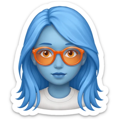 blue skinned orange glassed long haired girl sticker